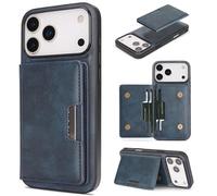 Custodia a portafoglio 2 in 1 per iPhone 17 Pro Max da 6,9 pollici, con porta carte, custodia protettiva in pelle, chiusura magnetica, blocco RFID, design antiurto, blu