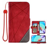 Custodia a portafoglio Asuwish per Galaxy J7 Prime in pelle rossa con chiusura a libro.