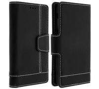 Custodia a portafoglio Avizar con supporto nero per smartphone da 5,5" a 6"