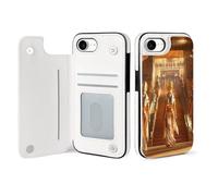 Custodia a portafoglio con piramidi egiziane antiche storiche egiziane compatibile con iPhone 16 E Custodia a libro con porta carte