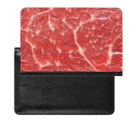Custodia a portafoglio da viaggio per passaporto con motivo carne cruda di maiale con slot per carte di credito, per donne e uomini