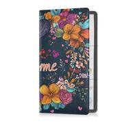 Custodia a portafoglio essenziale in pelle PU per carta d'identità, patente di guida, carte di contatto per San Valentino, fiori e ramo di cuore, benvenuto, San Valentino fiori cuore ramo benvenuto, 1