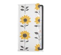 Custodia a portafoglio essenziale in pelle sintetica in poliuretano, con girasole e porta tessere, per documenti, patente di guida, chiavi di contatto