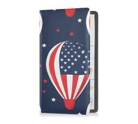 Custodia a portafoglio in pelle blu con elementi per il giorno dell'indipendenza e carte di assicurazione per carta d'identità, patente di guida, chiavi di contatto