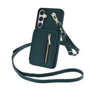 Custodia a portafoglio in pelle compatibile con Samsung Galaxy S26, con cavalletto, bottoni magnetici a scatto, 6 scomparti per carte, tasca con cerniera, cinturino da polso, protezione contro le