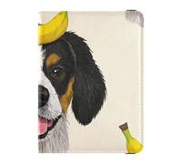 Custodia a portafoglio in pelle con motivo a banana di cartone animato da viaggio per passaporto custodia per uomo ultra sottile carino cane banana cartone animato 1 size, Carino Cane Banana Cartone