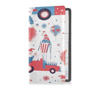 Custodia a portafoglio in pelle di alta qualità per auto e tessere, per uomo e donna, organizer per qualsiasi auto, camion, moto, rimorchio o barca, tema Giorno dell'Indipendenza americana, rosso e