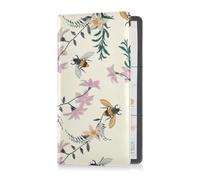 Custodia a portafoglio in pelle di alta qualità, per uomo e donna, essenziale, per qualsiasi auto, camion, moto, rimorchio o barca, ape, felice, buona fortuna, fiori selvatici, Multi, 1 size