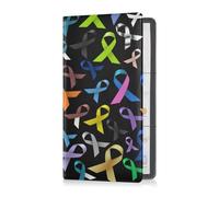 Custodia a portafoglio in pelle essenziale per patente di guida, carte e documenti essenziali per la consapevolezza del cancro, nastri lucidi colorati, Multi, 1 size