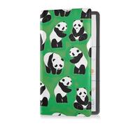Custodia a portafoglio in pelle per libretto e assicurazione auto, per uomo e donna, essenziale, per carte, documenti essenziali, patente di guida, motivo panda verde, Multi, 1 size