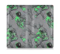 Custodia a portafoglio in pelle PU con astronauta verde fluorescente e porta carte di assicurazione per autista, rimorchio, moto, barca, Astronauta verde fluorescente, 1 size