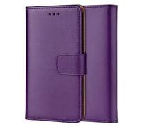 Custodia a portafoglio in vera pelle per iPhone 16 ProMax, custodia a portafoglio in vera pelle con chiusura magnetica, cavalletto, slot per contanti e carte di credito, sottile, 17,5 cm (viola)