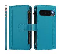 Custodia a portafoglio per Google Pixel 10 5G Global/Pixel 10 Pro 5G Global/Pixel 9 5G Global/Pixel 9 Pro 5G 6.3 pollici Premium Leather Flip Wallet Borsa con Zip Borsa 9 Custodia per carte, Blu Lago