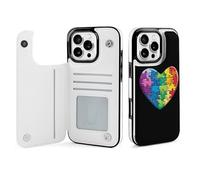 Custodia a portafoglio per iPhone 16 Pro Max con cuore e puzzle per la consapevolezza dell'autismo, custodia per telefono con porta carte di credito