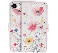 Custodia a Portafoglio per iPhone 17e Motivo Fiori con Supporto e Laccetto