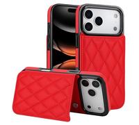 Custodia a portafoglio per iPhone con porta carte di credito, in pelle PU, chiusura magnetica, con cavalletto e slot per schede, design resistente agli urti per telefono Apple (rosso)