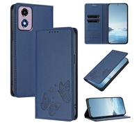 Custodia a portafoglio per Motorola Moto G04 2024 in pelle PU e TPU, chiusura magnetica, con blocco RFID, 2 slot per carte e tasca per contanti, paraurti antiurto, funzione cavalletto, farfalla