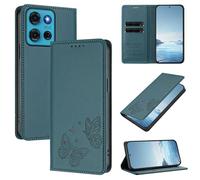 Custodia a portafoglio per Motorola Moto G75, in pelle PU e TPU, chiusura magnetica, con blocco RFID, 2 scomparti per carte e tasca per contanti, paraurti antiurto, funzione cavalletto, farfalla in