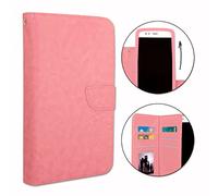 Custodia a portafoglio per Nokia C3, in ecopelle con doppia aletta interna, porta carte, chiusura magnetica e cuciture apparenti, colore: Rosa