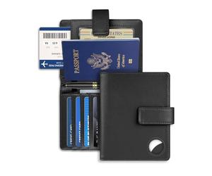 Custodia a portafoglio per passaporto, per donne e uomini, blocco RFID, custodia per passaporto, accessori da viaggio (nero)