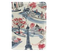 Custodia a portafoglio per passaporto per donne e uomini, custodia per passaporto in pelle PU, elementi essenziali da viaggio per le vacanze, Effiel Tower Parigi retrò mongolfiera, modello334,