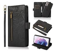 Custodia a portafoglio per Samsung Galaxy S21/S30, custodia a portafoglio 2 in 1 staccabile in pelle PU per Samsung Galaxy S21/S30, custodia magnetica con supporto e porta carte di credito (nero)