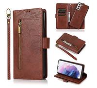Custodia a portafoglio per Samsung Galaxy S21/S30, custodia a portafoglio 2 in 1 staccabile in pelle PU per Samsung Galaxy S21/S30, custodia magnetica con supporto e porta carte di credito (marrone)