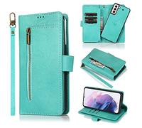 Custodia a portafoglio per Samsung Galaxy S21/S30, custodia a portafoglio 2 in 1 staccabile in pelle PU per Samsung Galaxy S21/S30, custodia magnetica con supporto e porta carte di credito (verde