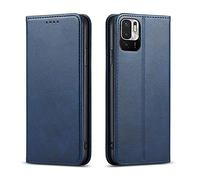 Custodia a portafoglio per Xiaomi Redmi Note 10 Pro 5G, in pelle PU, resistente, chiusura magnetica, colore: blu