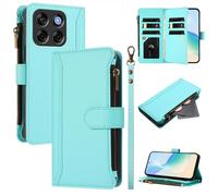 Custodia a portafoglio per ZTE Blade V70 con cinturino antiurto in pelle di alta qualità portafoglio con cerniera borsa 6 slot per schede per ZTE Blade V70 Folio Flip Case, verde menta