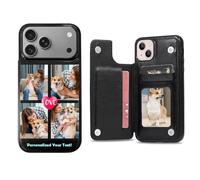 Custodia a portafoglio personalizzata per iPhone 17 16 18 15 14 13 12 11 | Pro Max Plus Air Mini Series - Custodia protettiva in pelle per foto personalizzate, regalo unico per uomini, donne