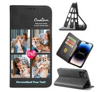 Custodia a portafoglio personalizzata per iPhone 17 16 18 15 14 13 12 11 | Pro Max Plus Air Mini Series - Cover protettiva per telefono, con foto personalizzate, regalo unico per uomini, donne
