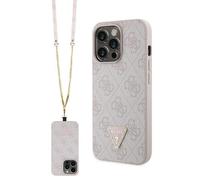 Custodia a tracolla Guess 4G con logo in metallo rosa per iPhone 13 Pro Max.