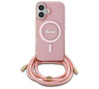 Custodia Guess per iPhone 16 6,1 rosa custodia rigida Crossbody Cord Script MagSafe - Nouvo