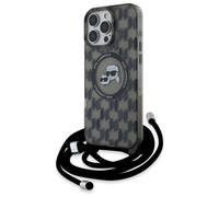 Custodia MagSafe per iPhone 16 Pro di Karl Lagerfeld, nera.