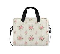 Custodia a tracolla per computer portatile, con cerniera, con manico e tracolla, per tablet da 15,6", con motivo floreale, colore: beige