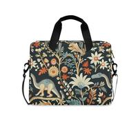 Custodia a tracolla per computer portatile, con maniglia e tracolla, 15,6 pollici, custodia con cerniera William Morris Dino, fiore colorato