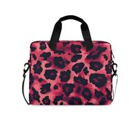 Custodia a tracolla per computer portatile con maniglia e tracolla da 15,6 pollici Custodia per computer con cerniera Animal Skin Leopard Rosso Nero
