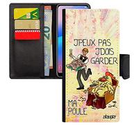 Custodia A54 Portafoglio J'peux Pas j'devois Mantenere la mia Gallina SM-A546B/DS Comique Cartoon Papà Rigida Unico Viola Drole per Samsung Galaxy