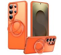 Custodia ad anello magnetico progettata per Samsung S26 Ultra, offre resistenza e rotazione a 360 gradi funzione cavalletto (arancione)