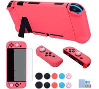 Custodia agganciabile per Nintendo Switch - COMCOOL 3 in 1 custodia protettiva per Nintendo Switch e controller Joy-Con con pellicola protettiva e impugnature per pollice, rosso