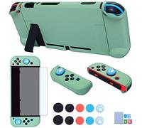 Custodia agganciabile per Nintendo Switch - COMCOOL 3 in 1 custodia protettiva per Nintendo Switch e controller Joy-Con con pellicola protettiva e impugnature per pollice, verde tè
