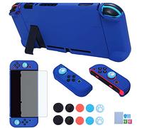 Custodia agganciabile per Nintendo Switch - COMCOOL 3 in 1 custodia protettiva per Nintendo Switch e controller Joy-Con con pellicola protettiva e impugnature per pollice, blu scuro