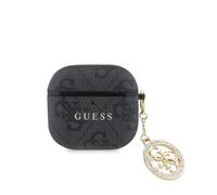 Custodia AirPods Guess 4G Pelle Nera Logo Charm Strass Elegante