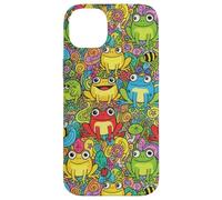 Custodia anime Frog Garden Doodle per i fan dello stile Custodia per iPhone 14 Plus