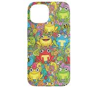 Custodia anime Frog Garden Doodle per i fan dello stile Custodia per iPhone 15