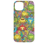 Custodia anime Frog Garden Doodle per i fan dello stile Custodia per iPhone 15 Plus