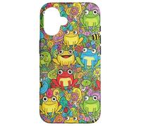 Custodia anime Frog Garden Doodle per i fan dello stile Custodia per iPhone 16