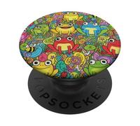 Custodia anime Frog Garden Doodle per i fan dello stile PopSockets PopGrip Adesivo