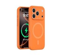 Custodia antiurto a copertura completa per iPhone17 16 15 14 13 12 Pro MAX PLUS e iPhone Air, in silicone liquido antigraffio con magnete, liscia al tatto, arancione (arancione, iPhone 17 Pro)